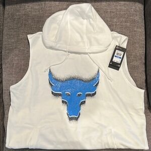 Project Rock White Sleeveless Hoodie